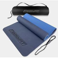 Коврик для йоги и фитнеса EasyFit TPE+TC 6 мм двухслойный синий-голубой