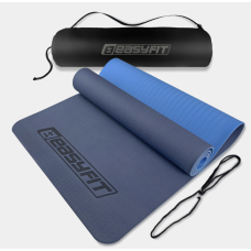 Килимок для йоги та фітнесу EasyFit TPE+TC 6 мм двошаровий синій-блакитний