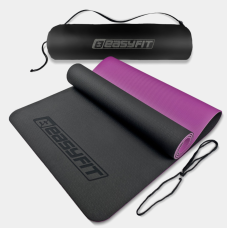 Коврик для йоги и фитнеса EasyFit TPE+TC 6 мм двухслойный черный-фиолетовый