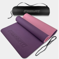 Килимок для йоги та фітнесу EasyFit TPE+TC 6 мм двошаровий фіолетовий-рожевий