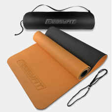 Коврик для йоги и фитнеса EasyFit TPE+TC 6 мм двухслойный оранжевый-черный