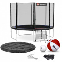 Батут Hop-Sport 10ft (305cm) black / blue с внешняя сеткой 4 ноги