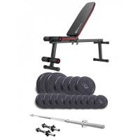 Набор Elitum Titan 68 кг со скамьей HS-1010 Pro, штангой и гантелями