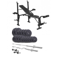 Набор Elitum Titan 74 кг со скамьей ТХ-055, штангами и гантелями