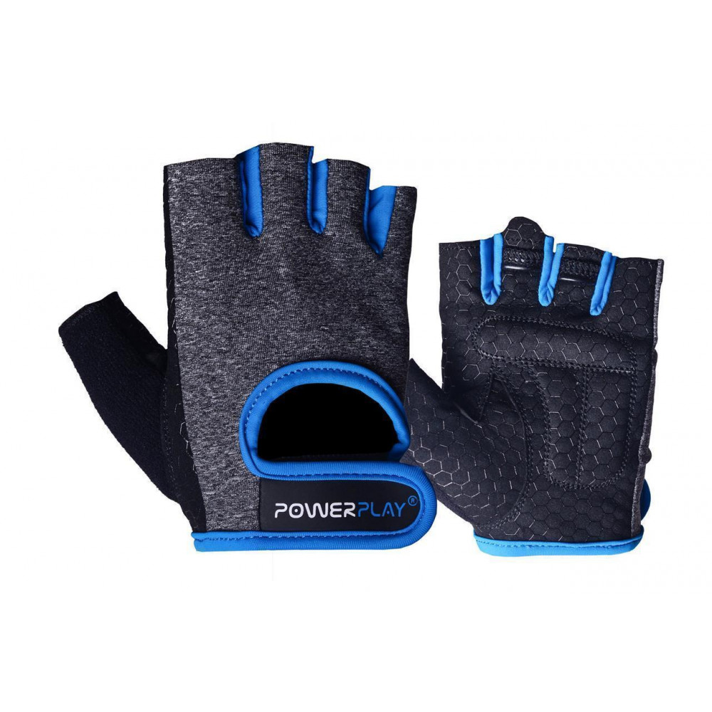 Перчатки для фитнеса PowerPlay 2935 женские Серо-Синие M
