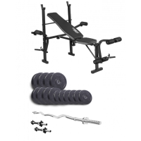 Набор Elitum Titan 45 кг со скамьей ТХ-055, штангой и гантелями