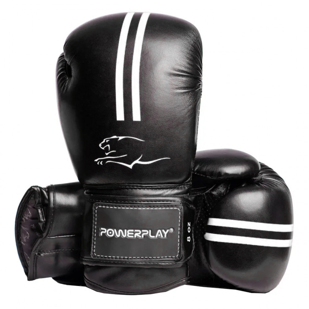 Боксерские Перчатки PowerPlay 3016 Черно-Белые 14 Унций