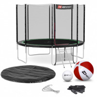 Батут Hop-Sport 10ft (305cm) black/green із зовнішньою мережею 4 ноги
