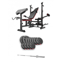 Набор Hop-Sport Premium 69 кг со скамьей HS-1075 Pro и штангой