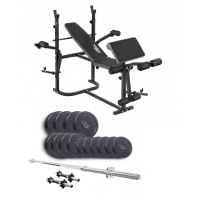 Набор Elitum Titan 48 кг со скамьей ТХ-020, штангой и гантелями