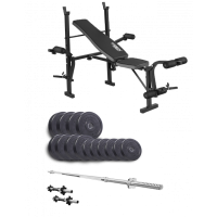 Набор Elitum Titan 48 кг со скамьей ТХ-055, штангой и гантелями