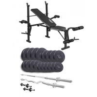 Набор Elitum Titan 94 кг со скамьей ТХ-055, штангами и гантелями