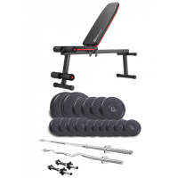 Набор Elitum Titan 74 кг со скамьей HS-1010 Pro, штангами и гантелями