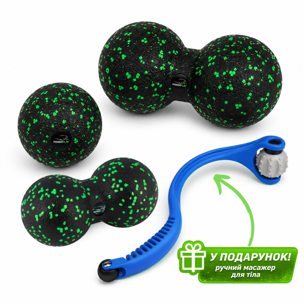 Набір масажних м'ячиків PowerPlay 4007 EPP Massage Ball Чорно-Зелені (3 шт.) Набір масажних м'ячиків PowerPlay 4007 EPP Massage Ball Чорно-Зелені (3 шт.)