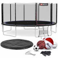 Батут Hop-Sport 16ft (488cm) black / blue с внешней сетью