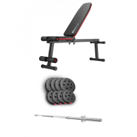 Набор Hop-Sport Premium 39 кг со скамьей HS-1010 Pro и штангой