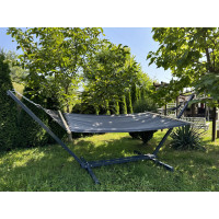 Стойка для гамака WCG + Гамак с планкой WISH серый двухместный XXL 200х150 WCG