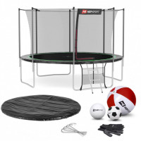 Батут Hop-Sport 12ft (366cm) black / green с внутренней сеткой