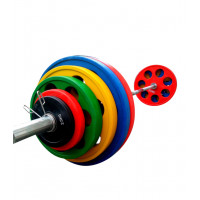 Штанга обрезиненная с цветными дисками RN Sport 145 кг