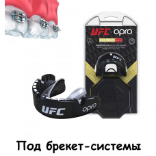 Капа OPRO Gold Braces UFC Hologram Black Metal / Silver (art.002262001)