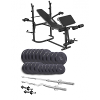 Набор Elitum Titan 114 кг со скамьей ТХ-020, штангами и гантелями