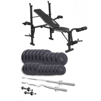 Набор Elitum Titan 114 кг со скамьей ТХ-055, штангами и гантелями