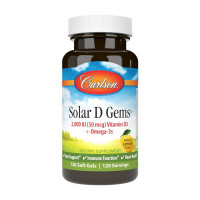 Solar D Gems 2,000 IU (50 mcg) Vitamin D3 + Omega-3s (120 soft gels, lemon)