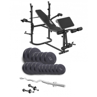 Набор Elitum Titan 65 кг со скамьей ТХ-020, штангой и гантелями