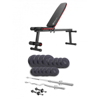 Набор Elitum Titan 54 кг со скамьей HS-1010 Pro, штангами и гантелями