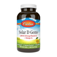 Solar D Gems 2,000 IU (50 mcg) Vitamin D3 + Omega-3s (360 soft gels, lemon)