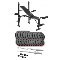Набор Hop-Sport Premium 105 кг со скамьей TX-055, штангами и гантелями
