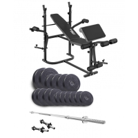 Набор Elitum Titan 68 кг со скамьей ТХ-020, штангой и гантелями