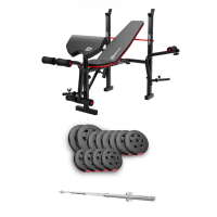Набор Hop-Sport Premium 69 кг со скамьей HS-1055 Pro и штангой