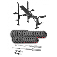 Набор Hop-Sport Premium 135 кг со скамьей TX-055, штангами и гантелями