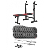 Набор Hop-Sport Premium 105 кг со скамьей HS-1080, штангами и гантелями
