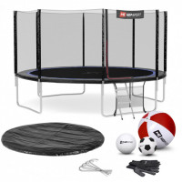 Батут Hop-Sport 14ft (427cm) black / blue с внешней сетью