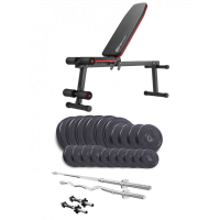 Набор Elitum Titan 114 кг со скамьей HS-1010 Pro, штангами и гантелями