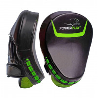 Боксерские Лапы PowerPlay 3041 Черно-Зеленые PU [пара]
