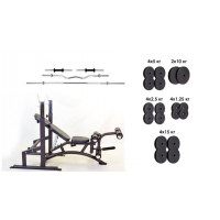 Скамья Iron Body + 4 грифа + 115 кг блинов композитных