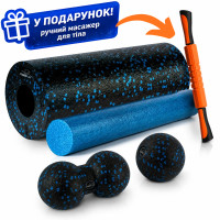 Масажний набір PowerPlay PP_4015 EPP Foam Roller Set 4in1 (2-ва роли + 2-ва м'ячі) Чорно-синій