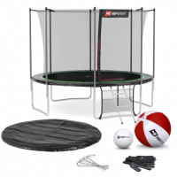 Батут Hop-Sport 10ft (305cm) black / green с внутренней сеткой 4 ноги