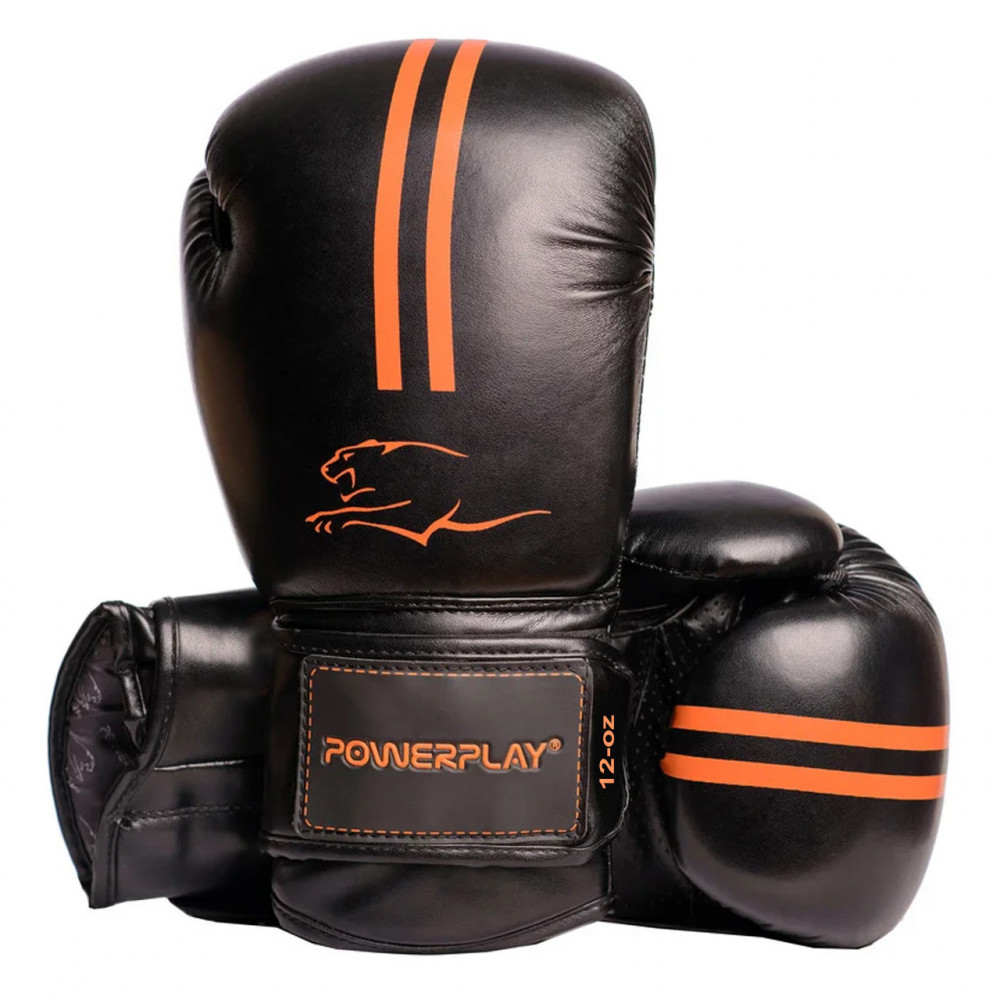 Боксерские Перчатки PowerPlay 3016 Черно-Оранжевые 14 Унций