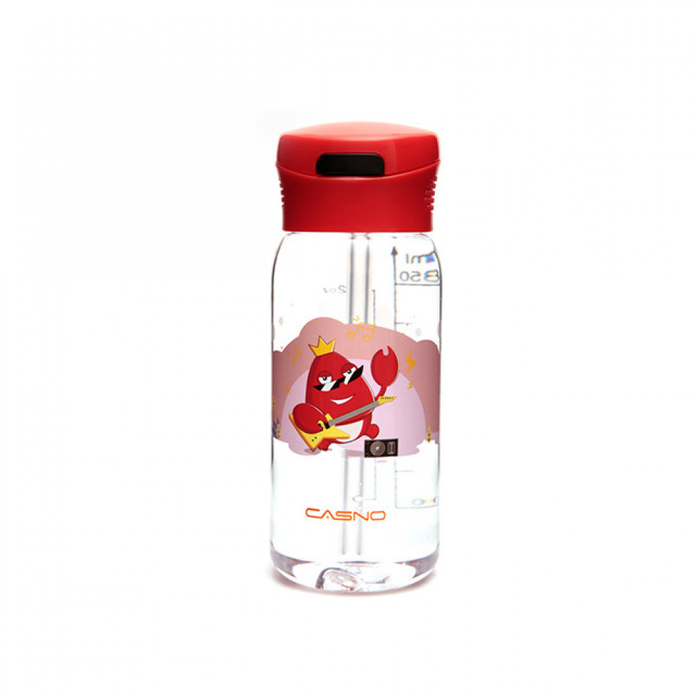 Бутылка для воды CASNO 400 мл KXN-1195 Красная (краб) с соломинкой