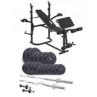 Набор Elitum Titan 74 кг со скамьей ТХ-020, штангами и гантелями