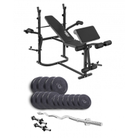 Набор Elitum Titan 45 кг со скамьей ТХ-020, штангой и гантелями