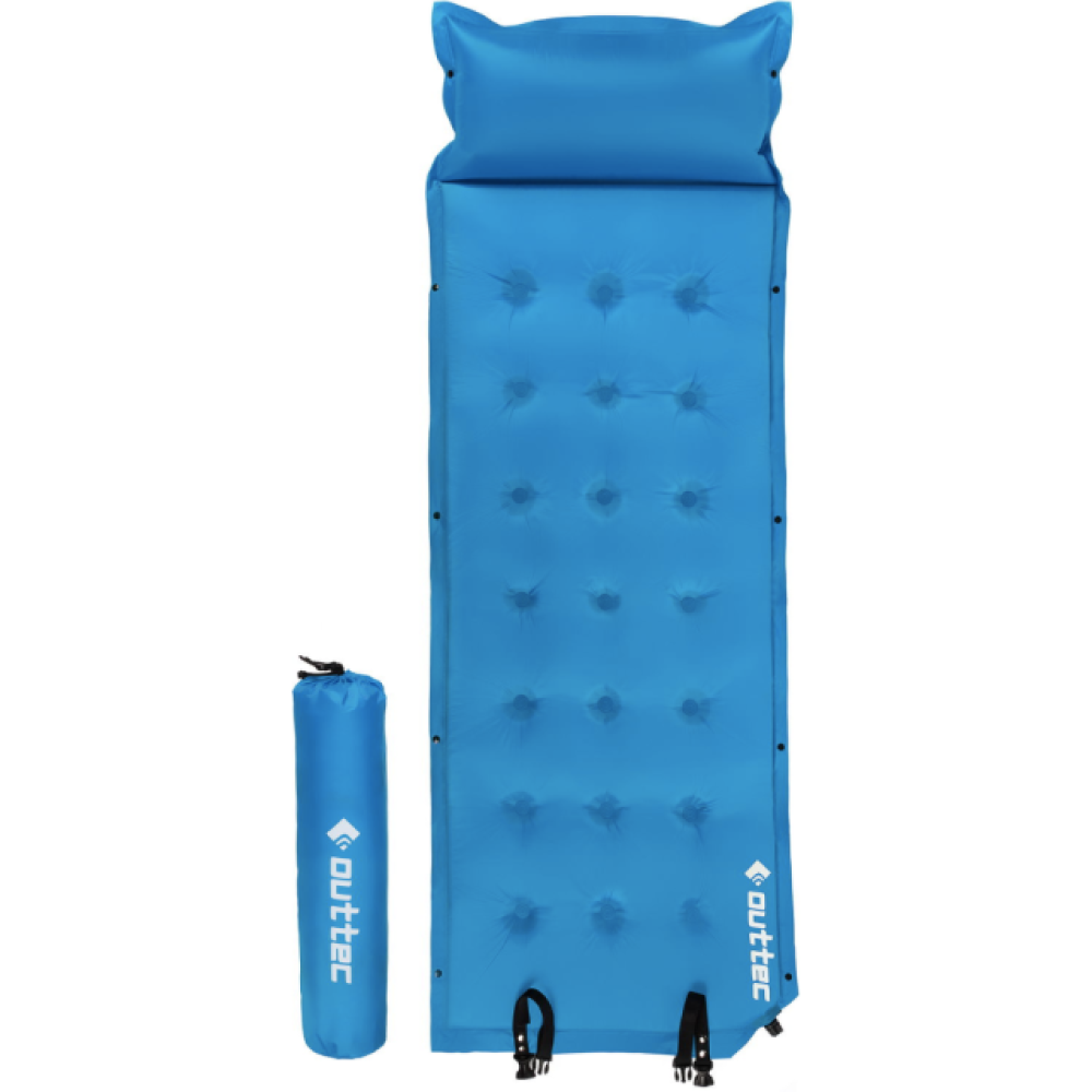 Самонадувающийся коврик Outtec с подушкой голубой Самонадувающийся коврик Outtec с подушкой голубой