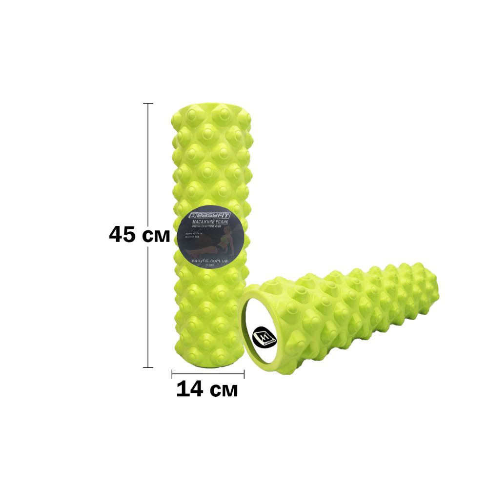 Масажний ролик EasyFit Grid Roller Extreme 45 см Салатовий Масажний ролик EasyFit Grid Roller Extreme 45 см Салатовий