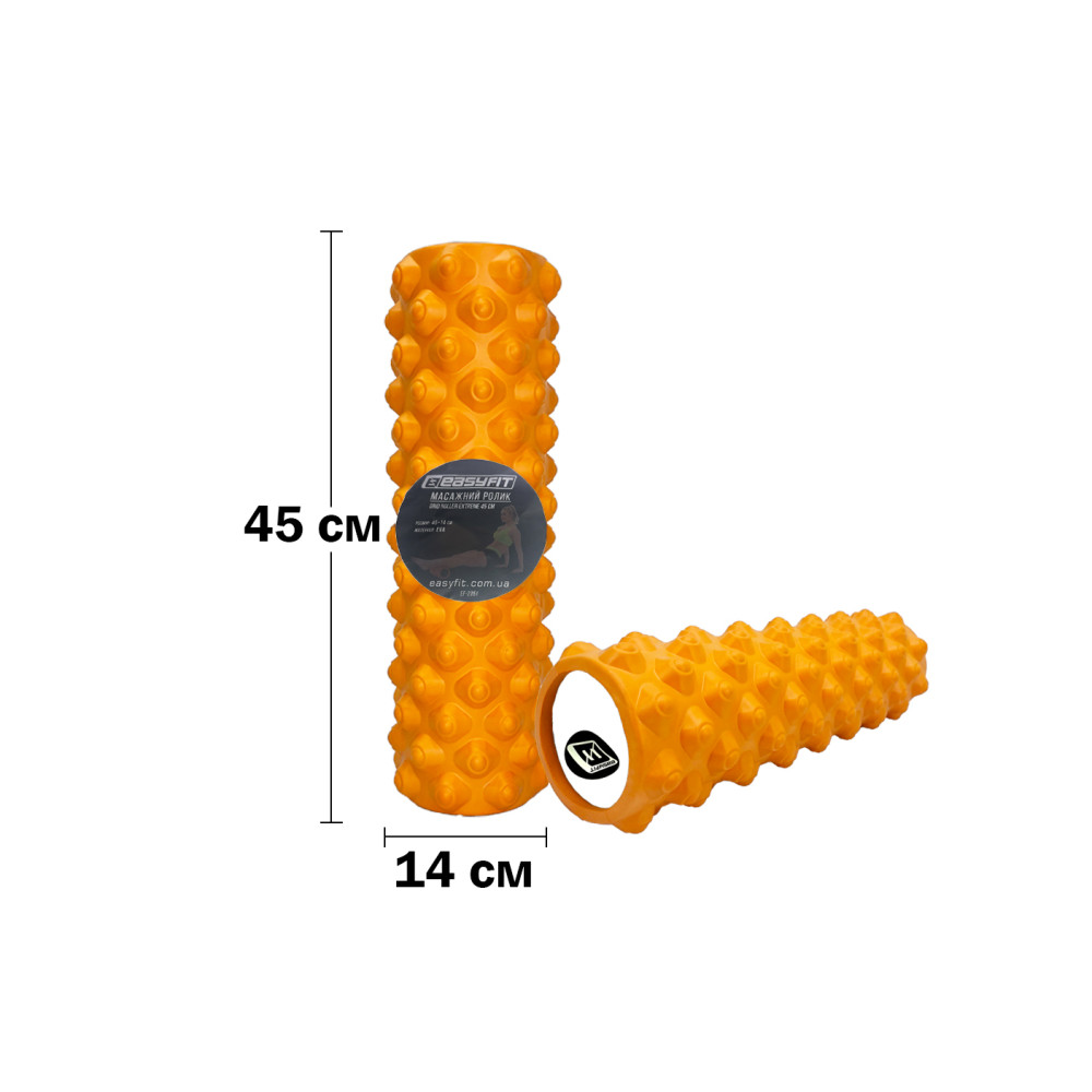 Масажний ролик EasyFit Grid Roller Extreme 45 см Помаранчевий Масажний ролик EasyFit Grid Roller Extreme 45 см Помаранчевий