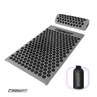 Массажный коврик Easyfit с подушкой (аппликатор Кузнецова) + чехол Серый с черным