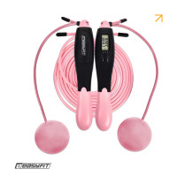 Скакалка для похудения EasyFit TwinRope 2,8 м черный-розовый